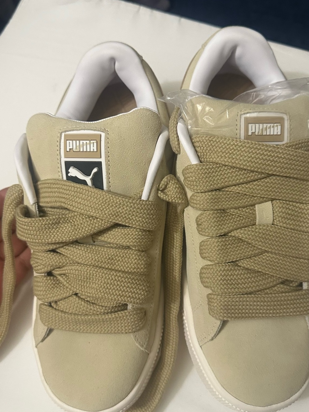 Puma Beige Low-Top Sneakers with White Accents